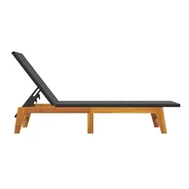 vidaXL Sonnenliege mit Tisch Poly Rattan und Massivholz Akazie