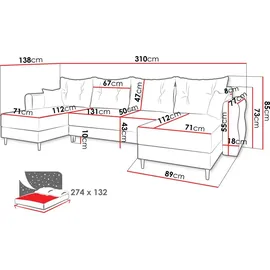 Mirjan24 Wohnlandschaft Zako U, Ecksofa mit Bettkasten und Schlaffunktion, Holzfüße, Wohnzimmer, Sofas - Couches, Wohnlandschaften, Wohnlandschaften in U-Form