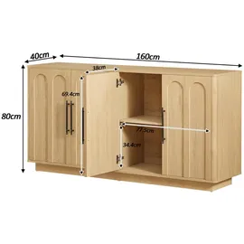 Okwish Sideboard 160 x 80 x 40 cm Braun