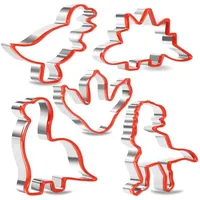 Luxuskollektion Dinosaurier-Ausstechformen-Set aus Edelstahl, 5-teilig mit weichem