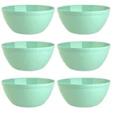 ENGELLAND 6er Set Schalen Müslischalen Dessertschalen Salatschale Suppenschale Reisschale Bowl in Farbe mint aus Kunststoff BPA-frei groß 900 ml