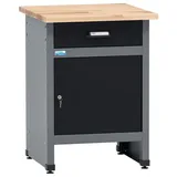 KÜPPER Werkbank 30 mm Buchenplatte 60x84x60 cm schwarz 1 Tür 1 Schublade 300 kg Traglast