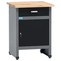 KÜPPER Werkbank 30 mm Buchenplatte 60x84x60 cm schwarz 1 Tür 1 Schublade 300 kg Traglast