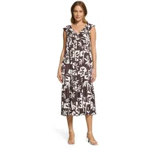 Cartoon Druckkleid Midi Braun/Weiß 40