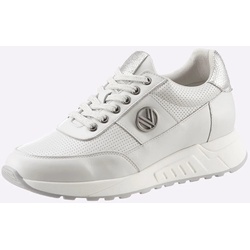 Sneaker HEINE, Damen, Gr. 36, grau (hellgrau), Leder, Glattleder, sportlich, Schuhe
