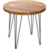 Riess Ambiente Massiver Esstisch MAKASSAR 80cm Sheesham rund mit Hairpin Legs Bistrotisch Tisch