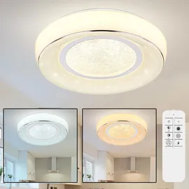 ETC Shop LED Kristall Decken Leuchte 1 rund weiß