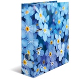 HERMA Ordner A4 Blaue Blumen Set, 10 Stück, 7 cm breit, Kinder Ringordner mit Pflanzen Motiv, bunter Aktenordner mit Innendruck für Jungen und Mädchen