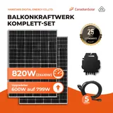 Balkonkraftwerk, 820W Canadian Solar PV-Module, 600/799W Ausgang mit APsystems WR, AC-Kabel, APP