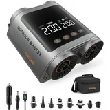 OutdoorMaster Vortex Pro 57.7Wh Aufladbare Elektrische SUP Pumpe Tragbar, Luftpumpe SUP Pumpe mit Akku für 3 SUPs Aufblasen & Entleeren, Max 20 PSI 12V/15.8V DC & Typ-C, 8 Düsen für Aufblasartikel