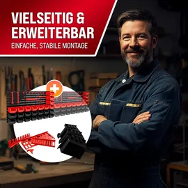 DEUBA Wandregal mit Stapelboxen und Werkzeughalter Werkstattregal Werkzeuglochwand