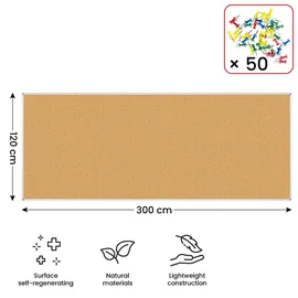 ALLboards Pinnwand 300 x 120 cm Braun
