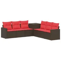 vidaXL Sofa Set 7-tlg. Braun/Rot Loungesofa