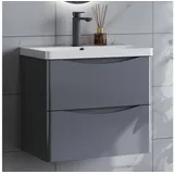 duschspa Waschtisch Waschbecken mit Unterschrank Waschtischunterschrank Smiley, Badmöbel in Breite 50/60/80/90/100 cm grau 61 cm x 54 cm x 35 cm