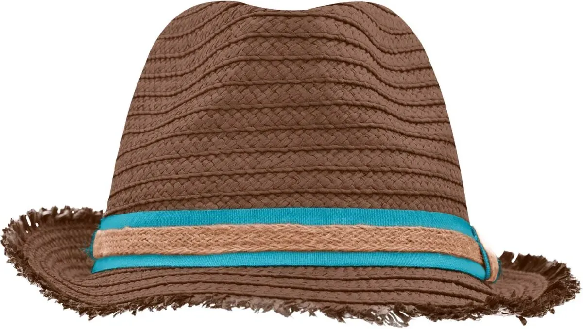 Myrtle Beach Unisex Hut mit Fransenkrempe MB6703 nougat/turquoise S/M