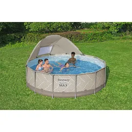 BESTWAY Steel Pro Max Frame Pool Set 396 x 107 cm beige inkl. Filterpumpe + Überdachung