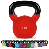 MSports® Kettlebell Kettlebell Professional Neopren 2 – 30 kg inkl. Übungsposter rot