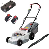 Ikra mogatec IKRA Akku Rasenmäher Mulchmäher ICM 2/2037 inkl. 2X Akku, Doppel-Schnellladegerät & Ersatzmesser