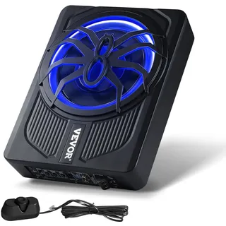 Vevor Untersitz Auto Subwoofer 440 W 254 mm schlanker Auto Subwoofer unter dem Sitz Subsystem mit eingebautem Verstärker, Hoch-/Niedrigpegel-Eingang und Lautstärkeregler für SUVs Lkws