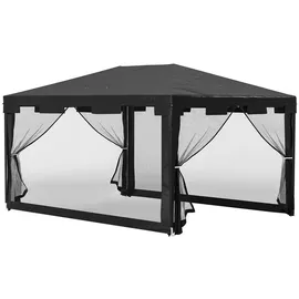 Outsunny Faltpavillon 3,95 x 2,95 m inkl. Seitenteile Schwarz/Mehrfarbig