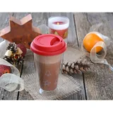 Gräwe Doppelglas-Becher, 300 ml, 'Weihnachten', mit rotem Deckel