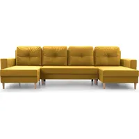 MOEBLO Wohnlandschaft CARL U – Eckcouch aus Cordstoff Ecksofa U-Form Cord Sofa Couch Polsterecke U-Sofa mit Bettkasten und Schlaffunktion (BxHxT)... - Gelb