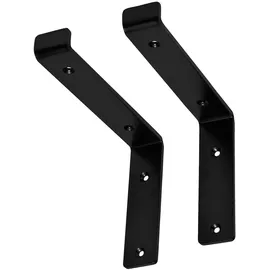 ML-Design 2 Stück Regalhalterung 25x4x14,5 cm Schwarz, Metall, 10 Zoll Regalhalterungen, Industrielle Regalwinkel, Regalträger für Wandmontage, 90 Grad Wandhalterung, L-Form Wandregal, mit Schrauben
