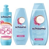 Schauma 5&5 Feuchtigkeitsspendende Multitalent-Kur (300 ml) Haarmaske & Schwarzkopf Feuchtigkeits-Spülung Feuchtigkeit & Glanz (250 ml) & Shampoo Feuchtigkeit & Glanz (400 ml)