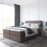 Bett Boxspringbett TOP, OHNE Topper mit Bettkästen - Doppelbett, Stauraum, Schlafzimmer, Polsterbett, Bettgestell (180x200, Braun - ITAKA 20) - Braun