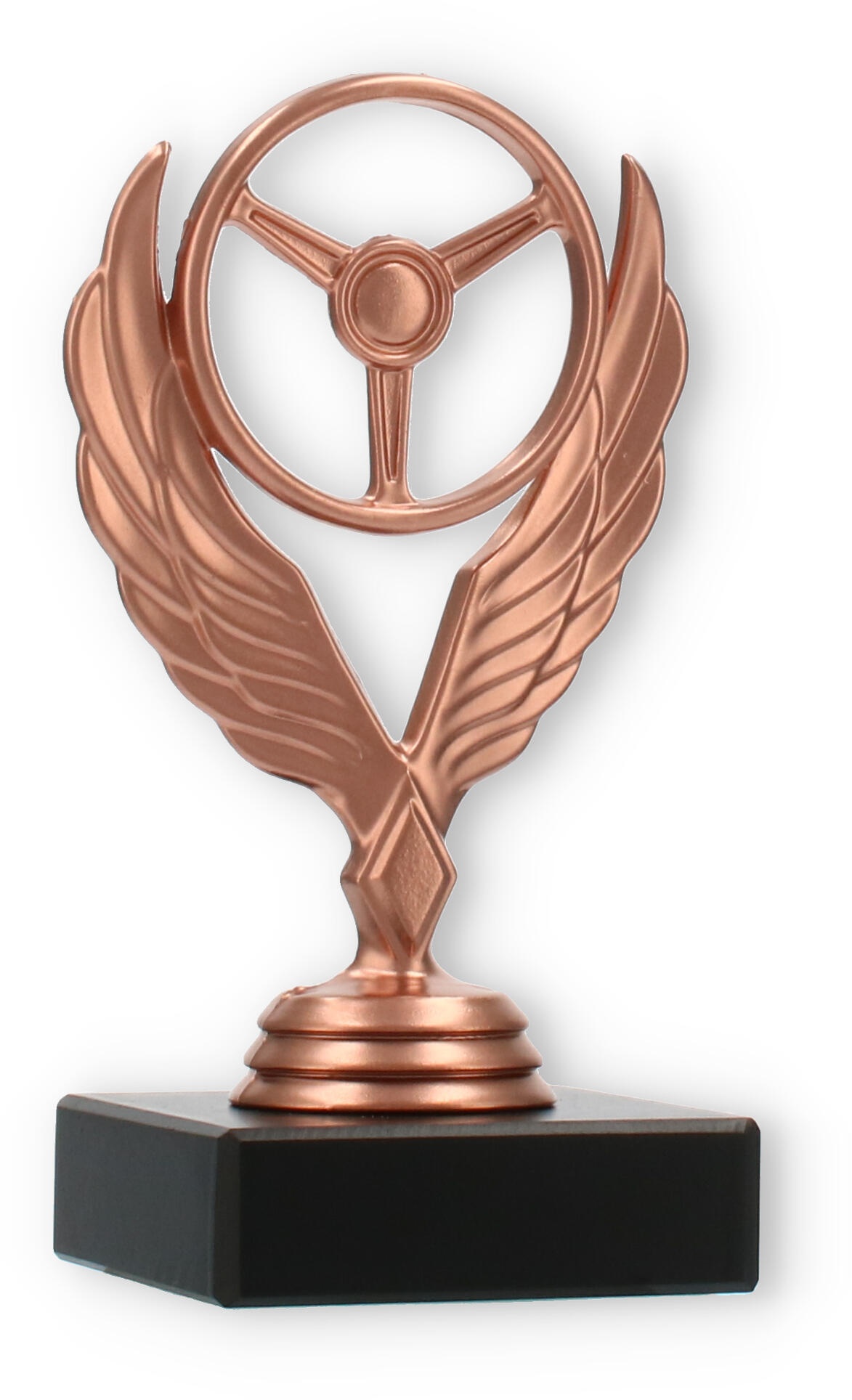 Pokal Kunststofffigur Beflügeltes Lenkrad bronze auf schwarzem Marmorsockel 14,0cm