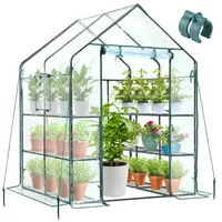 Ohuhu Gewächshaus Foliengewächshaus Winterfest Tomatenhaus mit Verbesserte Transparente PVC-Abdeckung, Begehbares Gewächshaus 3 Tiers 12 Regale Gewächshaus Klein für Garten,143 x 143 x 195 cm