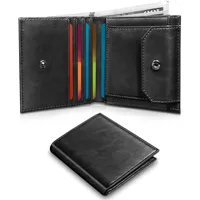 UNOSEKS Portmonee Herren - Herren-Geldbörsen mit RFID Schutz,Slim Wallet mit Münzfach, 1 ID & 4 Card Cases, Tri-fold Mini Geldbörse Herren, Kreditkartenetui Herren(Schwarz)