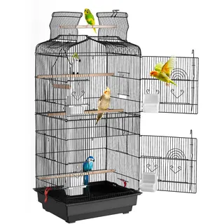 Vevor Vogelkäfig, 457 x 355 x 925 mm, Vogelhaus für Sittiche, Finken, Kanarienvögel, Unzertrennliche, Nymphensittiche, Wellensittiche, kleine Mönchssittiche, Metallkäfig mit Schaukel & Sitzstange