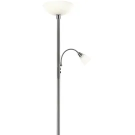 GLOBO Lighting - Stehleuchte Deckenfluter Wohnzimmerlampe Schlafzimmerleuchte Stehlampe, Metall Glas nickel Chrom, RGB LED dimmbar Fernbedienung, 1x E24 1x E27, 8,5W 806Lm 3000K warmweiß, H 178cm
