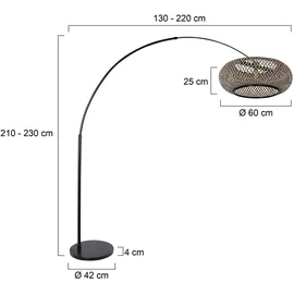 Steinhauer Bogenleuchte 210 cm Holz Gitter schwarz