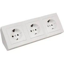 Aufbau Steckdosenblock Flair, 3-fach Schutzkontakt, weiß