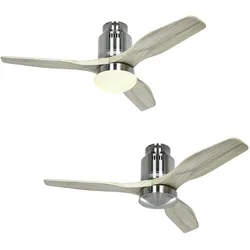 AERODYNAMIX ECO 112, Ventilator mit Licht Nickel und helles Holz, CasaFan