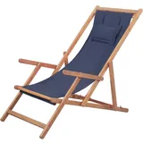 vidaXL Holz Liegestuhl Stoff Blau Sonnenliege Strandliege Gartenliege Liege