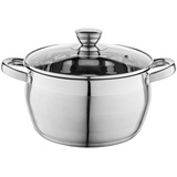 Florina Oliver 24 cm 6 L Edelstahltopf mit Glasdeckel | Für Induktion, Gas, Elektro, Ceran | Messskala innen | Spülmaschinengeeignet | Hitzebeständiger Deckel | Langlebig & robust