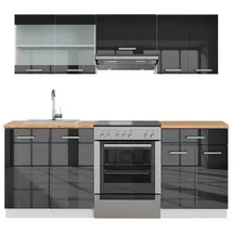 Vicco Küchenzeile Fame-Line 200 cm Anthrazit Hochglanz/Weiß