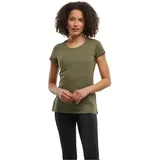 Build Your Brand Damen Basic Tee – Figurbetontes Baumwoll T-Shirt mit Rundhalsausschnitt & kurzen Ärmeln, ideal für Alltag, Freizeit & Veredelung,Olive,3XL - 3XL