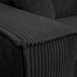 m-punkt Wohnlandschaft Ecksofa COMO Cord mit Bett Sofa Schlafsofa Ottomane rechts links universell - Schwarz