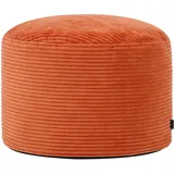 I.C.O.N. Icon Milano Hocker, Orange, Flauschiger Cord Stoff, Sitzsack Cord, Sitzpuff Hocker mit Füllung, Fußhocker für das Wohnzimmer, Deko Wohnzimmer
