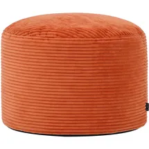 I.C.O.N. Icon Milano Hocker, Orange, Flauschiger Cord Stoff, Sitzsack Cord, Sitzpuff Hocker mit Füllung, Fußhocker für das Wohnzimmer, Deko Wohnzimmer