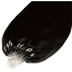 hair2heart Microring Extensions Premium Echthaar #2/0 Schwarz 1g Haarextensions 25 ct Schwarz Damen 