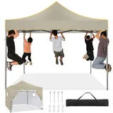 HOTEEL Faltpavillon Pavillon 3x3 Wasserdicht Stabil Winterfest Gartenpavillon, Pop Up Pavillon mit 4 Seitenwänden, Partyzelt 3x3 für Garten, Party, UV Schutz 50+ 3 Stufen Höhenverstellbar, Khaki