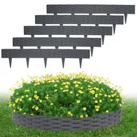 LZQ 20m Rasenkante Kunststoff Beeteinfassung Rund, Beetumrandungen Rattan-Design Palisaden mit 20 Elemente á 100 cm (Anthrazit)