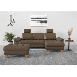 sit&more Ecksofa SIT & MORE "Westham L-Form", braun (coffee), B:275cm H:88cm T:172cm, 100% Polyester, Sofas, Ecksofa, mit Recamiere, mit oder ohne Bettfunktion, Bettkasten, Füße Eiche