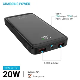 FIXED Zen2 10 mit LCD-Display, und PD-Ausgang 20W, 10000mAh, Schwarz