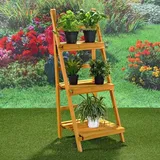 Blumentreppe 3 Etagen Blumenregal Braun Blumenständer Holz Blumenpodest